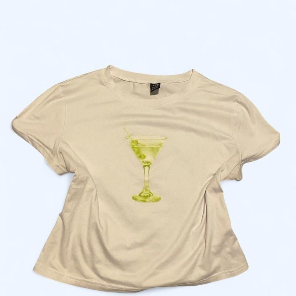 Shein Women's White and Cream T-shirt